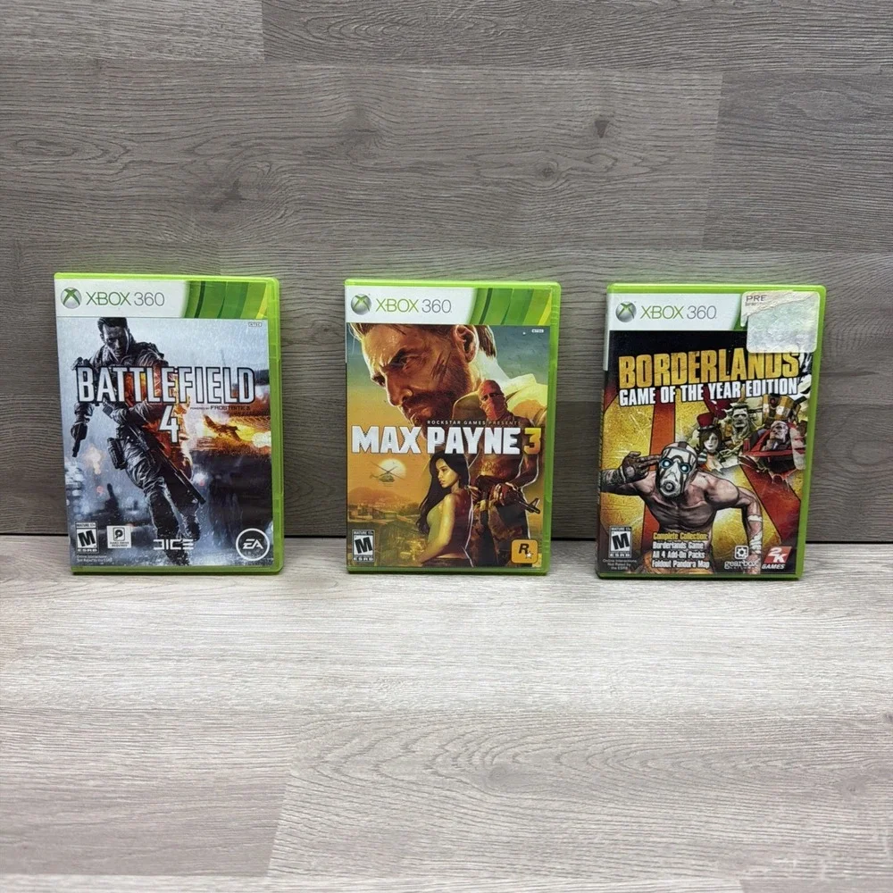 Microsoft Xbox 360 Games Lot Of 3: Borderlands, Battlefield, Max Payne 3
